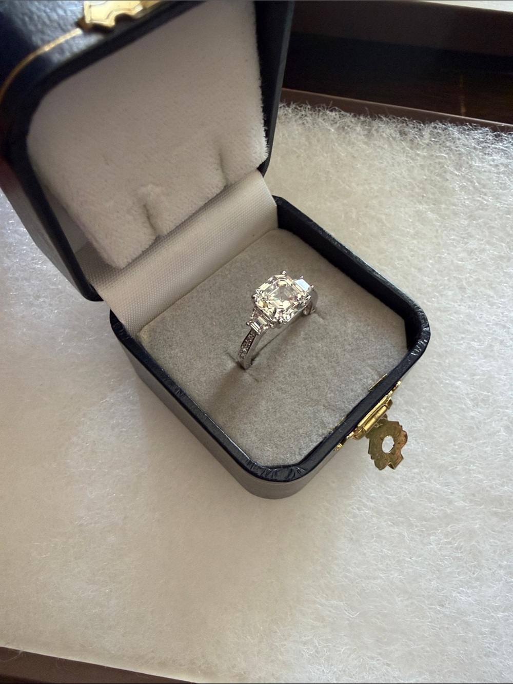 Classic White Gold Solitaire Engagement Ring with Cushion-Cut Center